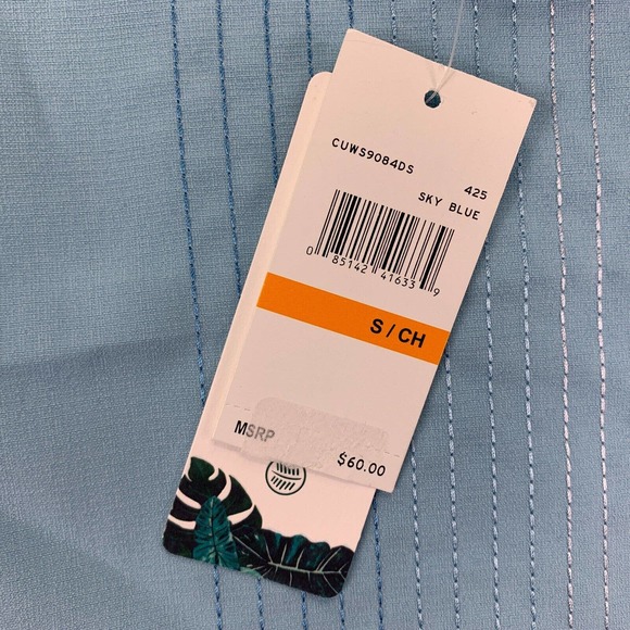 Cubavera Mens Ombre Stripe Short Sleeve Button Down Shirt Light Blue S - Picture 2 of 4